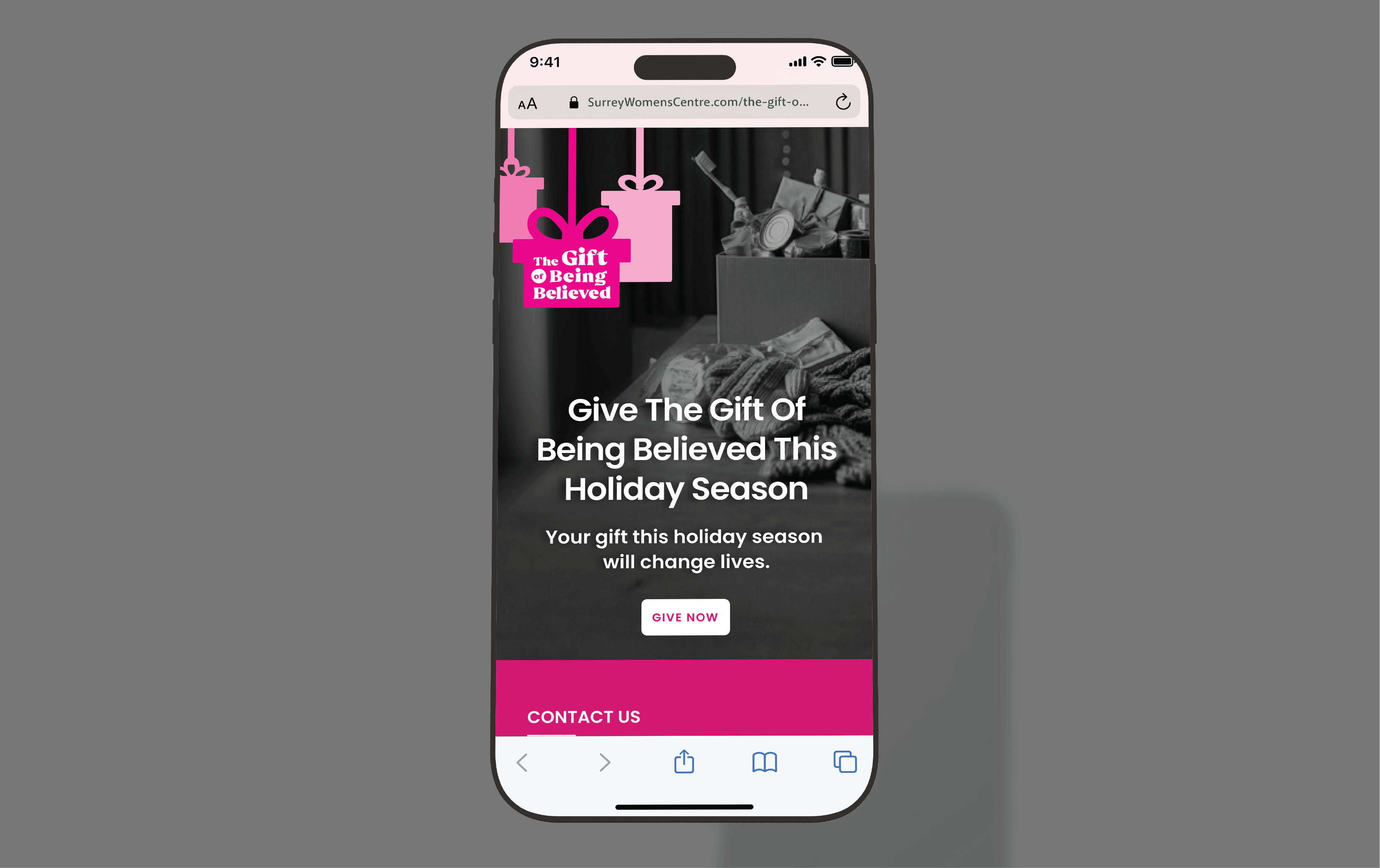 Giving Tuesday mobile webpage