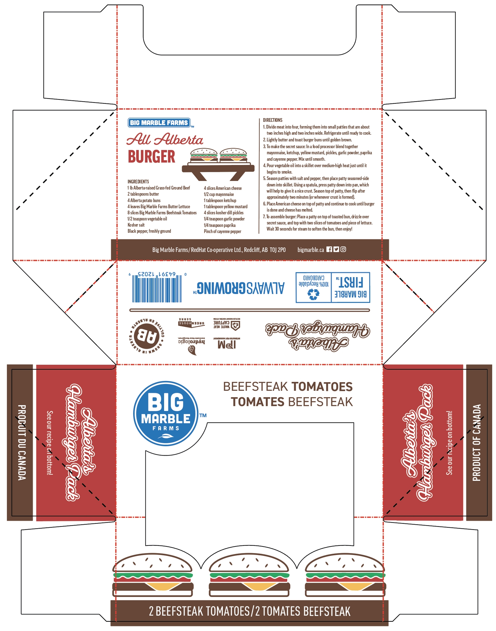printing die-line for big marble farms 